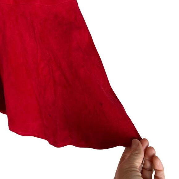 (Flawed) Karina Grimaldi Angelina Suede Mini Dress in Ruby NWT Small - Picture 11 of 14